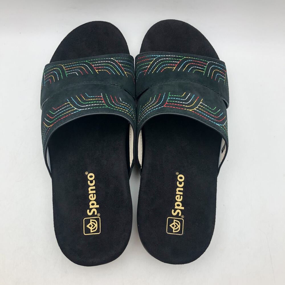 Spenco Womens Twilight Ellie Slide Sandals US 9 WIDE Black Space Dye Leather NIB - Picture 8 of 11